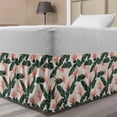 thumbnail image 1 of Jungle Bed Skirt, Retro Style Island Nature Pattern with Leaves Bird of Paradise Flowers, Elastic Bedskirt Dust Ruffle Wrap Around for Bedding Decor, 4 Sizes, Army Green Coral Ivory, by Ambesonne, 1 of 2