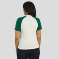 thumbnail image 5 of Women's WEAR by Erin Andrews White New York Jets Sleeve Stripe Distressed Raglan T-Shirt, 5 of 6