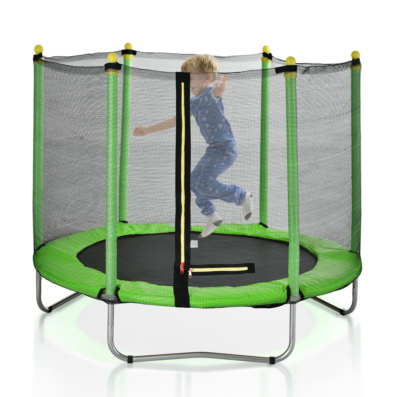 Zimtown My First Small 60 inches Kids Mini Round Trampoline Combo, with Surround Enclosure, Green