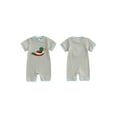 thumbnail image 2 of BemeyourBBs Infant Baby Boy Mallard Duck Outfits Newborn Summer Romper Crew Neck Short Sleeve Waffle Knit Embroidery Striped Jumpsuit One Piece Clothes, 2 of 9