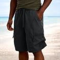 thumbnail image 2 of Thousandth Men's Lightweight Fashionable Zipper Multi Pocket Breathable Hiking Cargo Shorts Plus Size Drawstring Running Pants Bandage Elastic Waist Casual Shorts, 2 of 10