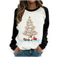 thumbnail image 1 of Blusa de manga larga con estampado de muñeco de nieve y árbol de Navidad con bloque de color y cuello redondo para mujer Fridja  FKASFK840, 1 of 4
