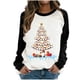 thumbnail image 1 of Blusa de manga larga con estampado de muñeco de nieve y árbol de Navidad con bloque de color y cuello redondo para mujer Fridja  FKASFK838, 1 of 4