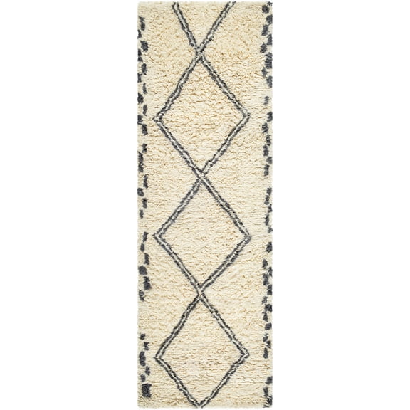 BoutiqueRugs Audrey Bohemian, Transitional Runner Rug - Ivory, Charcoal - 2'6" x 8' Runner