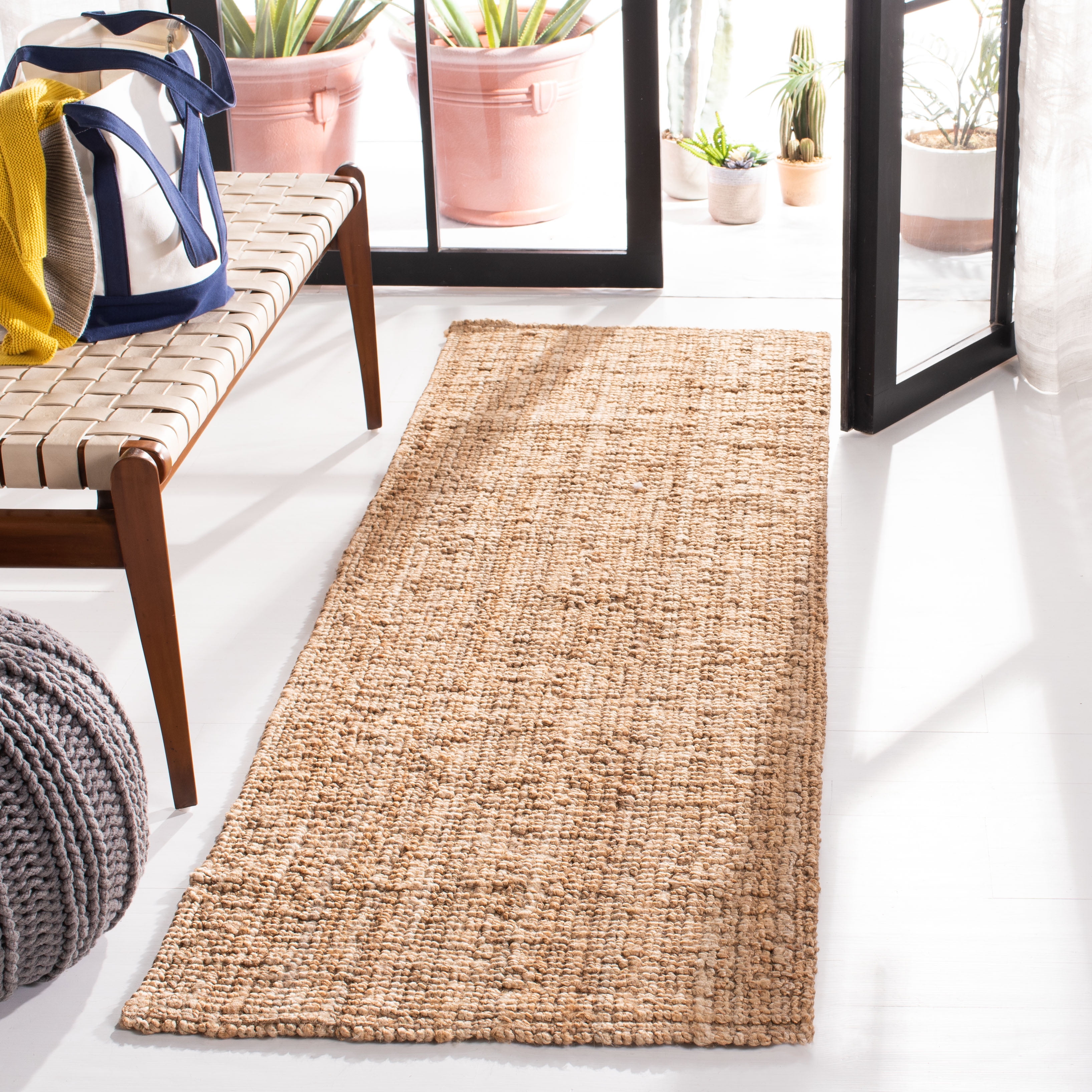 SAFAVIEH Natural Fiber Aliah Solid Runner Rug, Beige, 2'3" x 11'