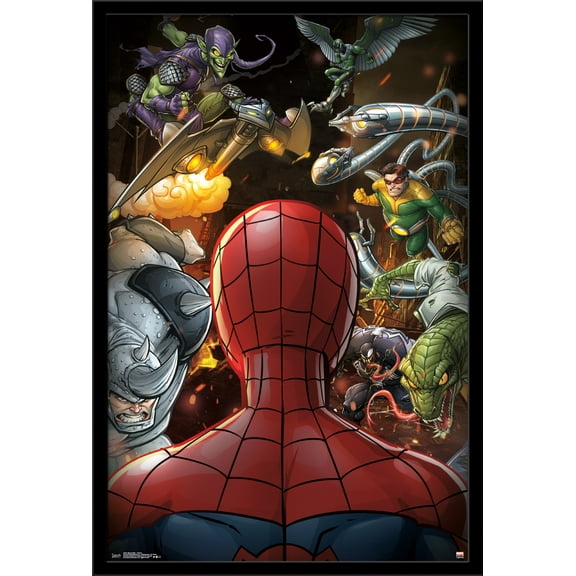 Marvel Comics - Spider-Man - Villains Wall Poster, 22.375" x 34", Framed