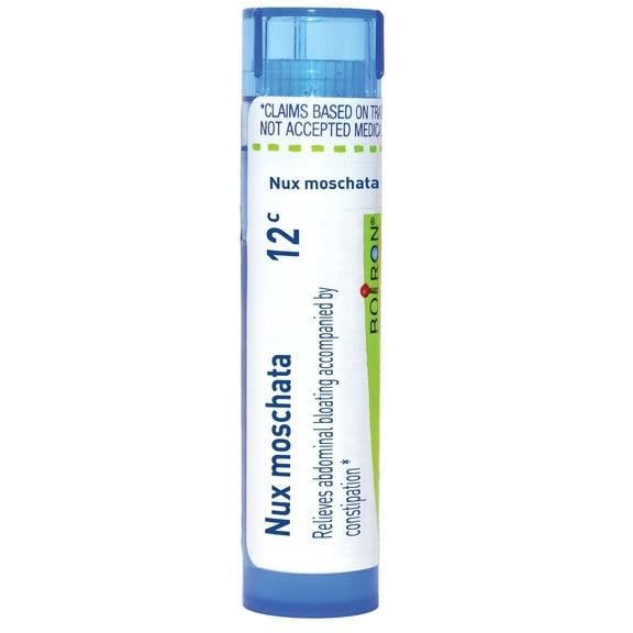 Boiron Nux Moschata 12C, Homeopathic Medicine for Abdominal Bloating Accompanied By Constipation, 80 Pellets