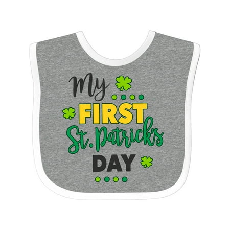 

Inktastic My First St Patrick s Day with Shamrocks Gift Baby Boy or Baby Girl Bib