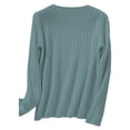 thumbnail image 5 of Vinsonshop V Neck Sweaters for Women Long Sleeve Ribbed Knit Tops Casual Pullover Basic Jumpers Fall Clothes Winter Warm Outfits Mint Green S, 5 of 5