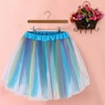thumbnail image 4 of JGGSPWM Womens Tulle Rainbow Mini Skirt Layered Design Elastic Waist Relaxed Fit Fashion Pleated Gauze Short Dancing Skirt Gauze Dress Blue Free Size, 4 of 4