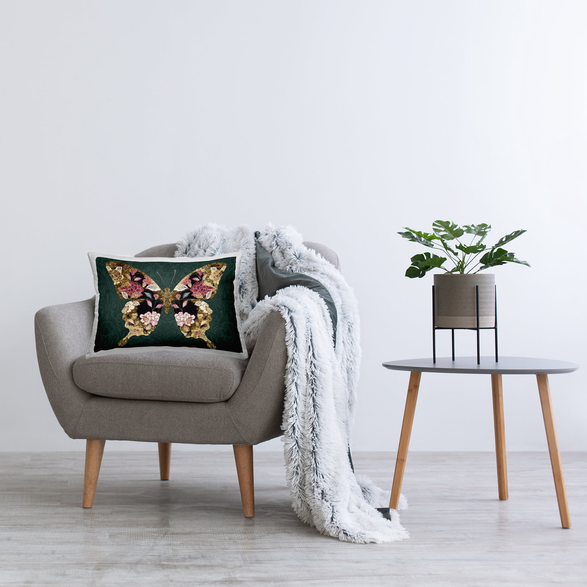 Stupell Industries Rococo Butterfly Pattern Decorative Printed Throw Pillow Design by Victoria Barnes .