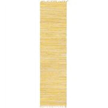 Unique Loom Chindi Cotton Collection Hand Woven Natural Fibers Runner Rug, 2 Feet 7 Inch x 6 Feet 7 Inch, Yellow/Ivory