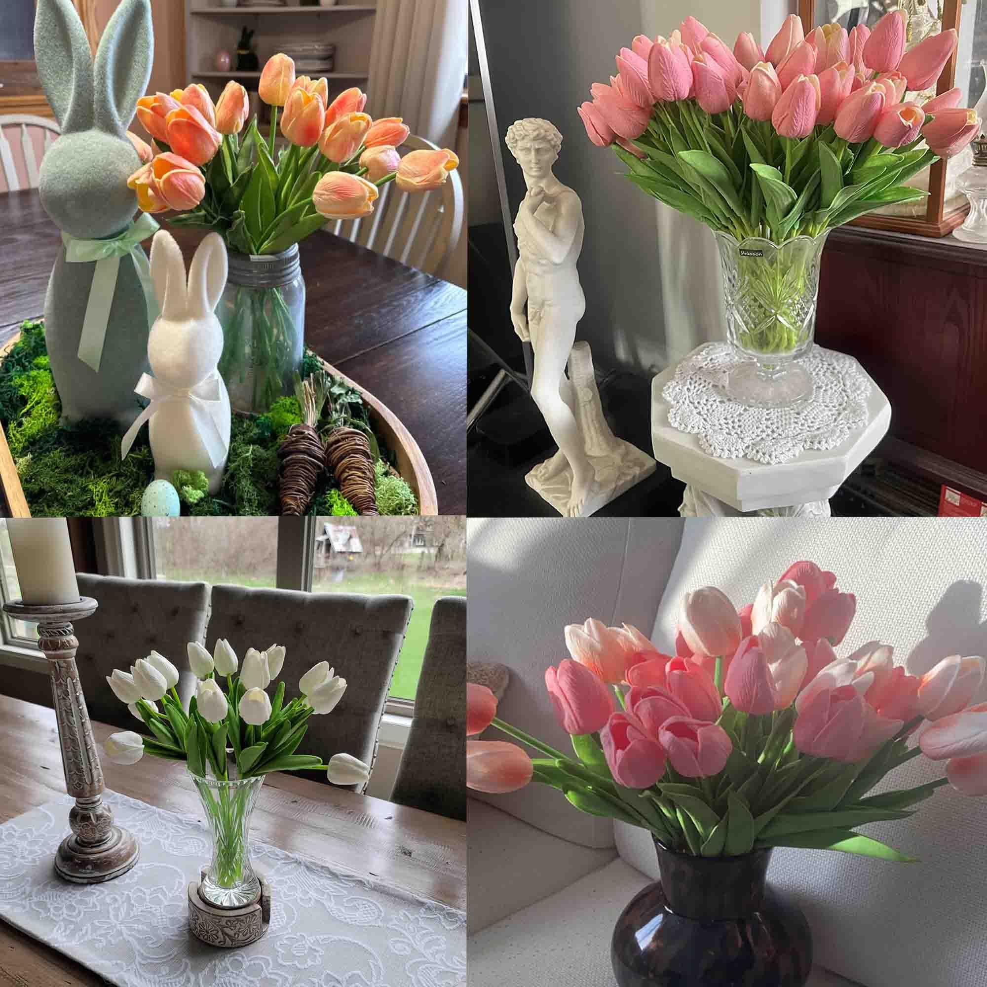 15 Pcs Artificial Tulips Flowers Real Touch Fake Flowers Artificial Flowers Arrangement Bouquet Decoration