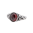 thumbnail image 5 of PAMTIER Men's Stainless Steel Personality Vintage Punk Oval Cut Red Gemstone Biker Ring Cool Honeycomb Pattern Carved Wedding Band Silver Size 7, 5 of 7