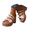 thumbnail image 5 of IUJSOY Women's Platform Sandals Slides 2025 Open Toe Slip on Braided Strappy Wedge Heel Sandals, 5 of 9