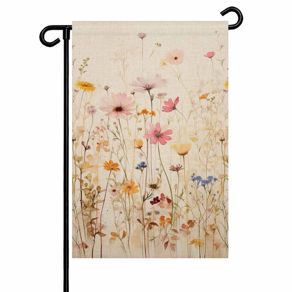Garden Flag Double-Side Printed House Flag Spring Vintage Flowers Yard Flag Watercolor Plants Welcome Banner Decor Outdoor Holiday Decorations 12*18in