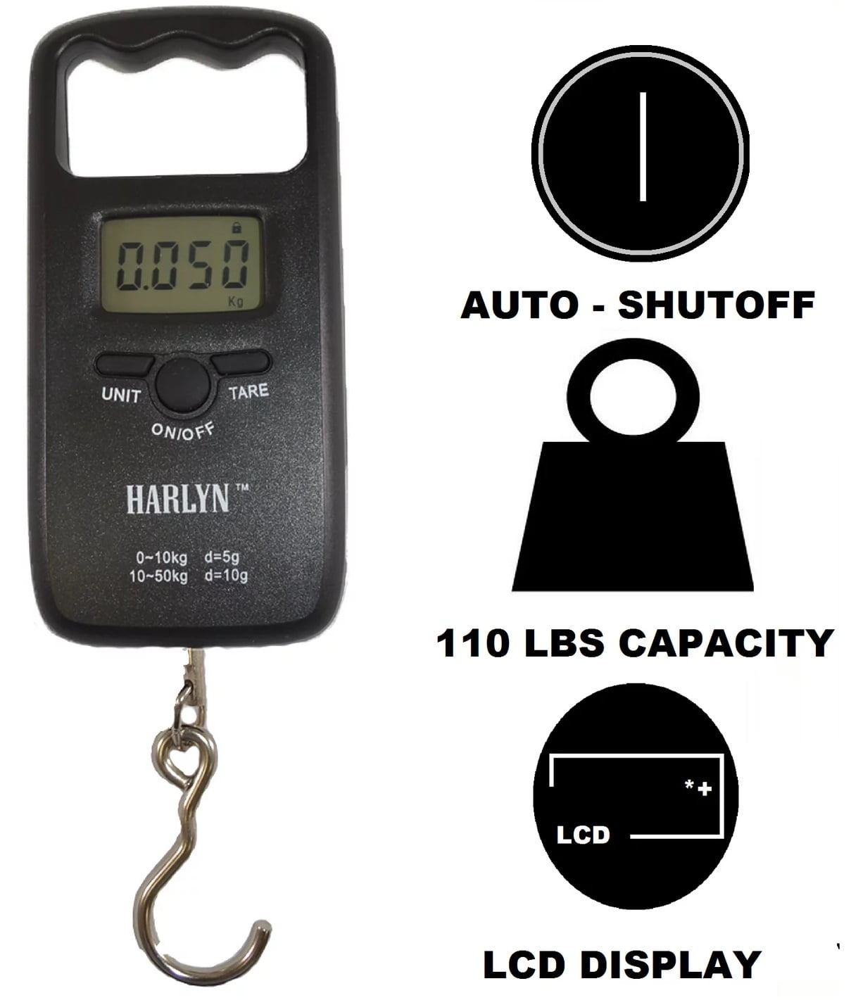 Luggage Scale Handheld Portable Electronic Digital Hanging Bag Weight Scales Travel 110 lbs 50 kg 5 Core LSS-004