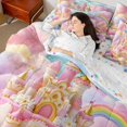 thumbnail image 4 of Erosebridal Colorful Castle Bedding Sets Queen Size,Rainbow Cloud Print Comforter Sets with Sheets,Fairy Style Bed in a Bag Queen Size For Princess,Breathable Room Decor Reversible,7-Piece, 4 of 6
