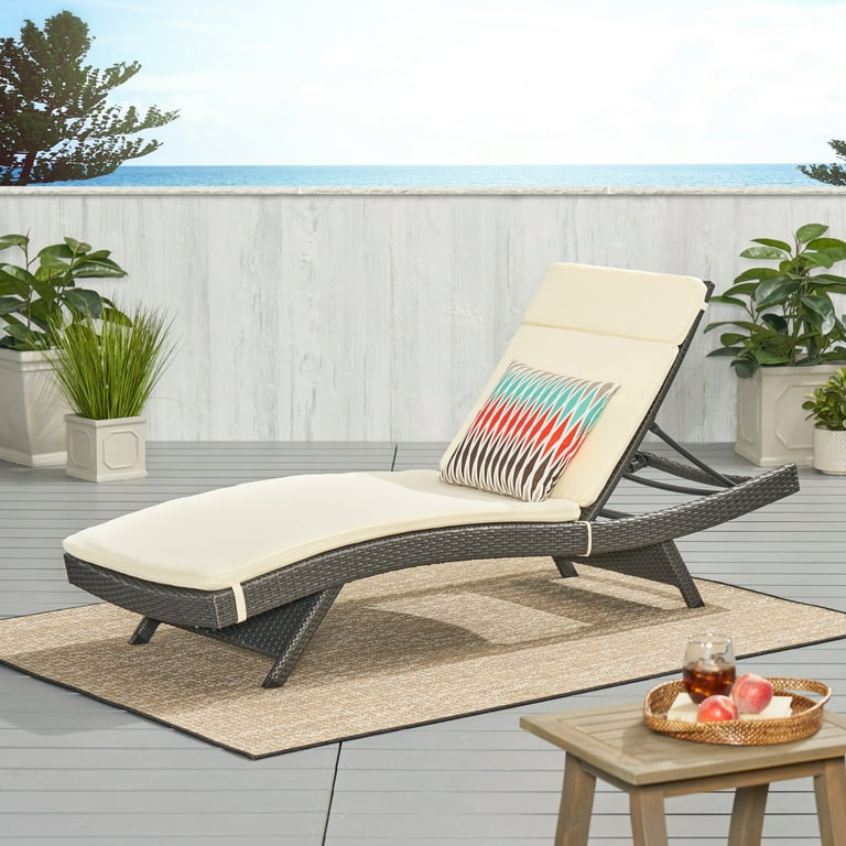 Anthony Outdoor Wicker Adjustable Chaise Lounge with Cushion Grey