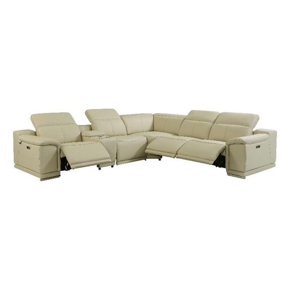 Titan Furnishings 6-Piece 1 Console 3-Power Reclining Italian Leather Sectional