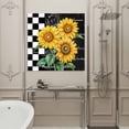 thumbnail image 5 of Summer Sunflowers Framed Canvas Wall Art, Yellow Floral Plants Retro Plaid Black White Wall Art Painting for Living Room Bedroom Home Decor, 28”x28”, Office Artwork Print, 5 of 9