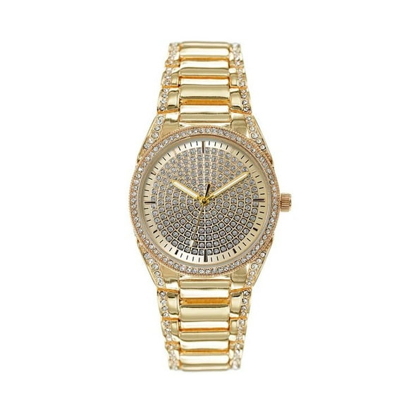 36mm Montres Carlo Fashion Women's Luxury Metal Band Stones Dress Bracelet Watch (Gold)