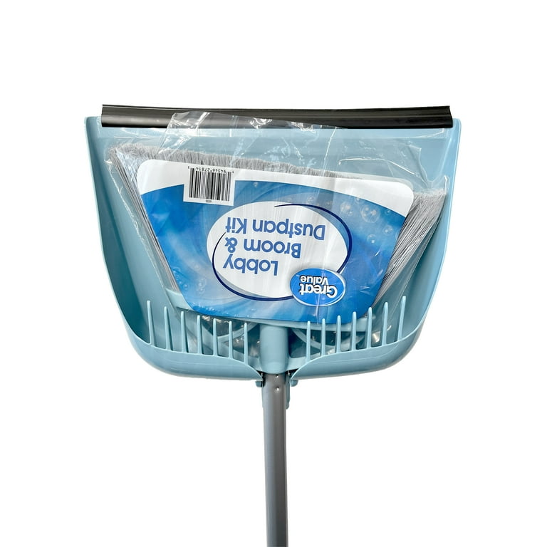 Great Value Lobby Broom and Dustpan Set, Blue, 2.75 x 11.81 x 41