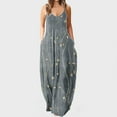 thumbnail image 2 of Maxi Robes d'Été Bretelles Spaghetti Robe Grande Taille Décontractée Plage Boho Robe de Soleil avec Poches, 2 of 5