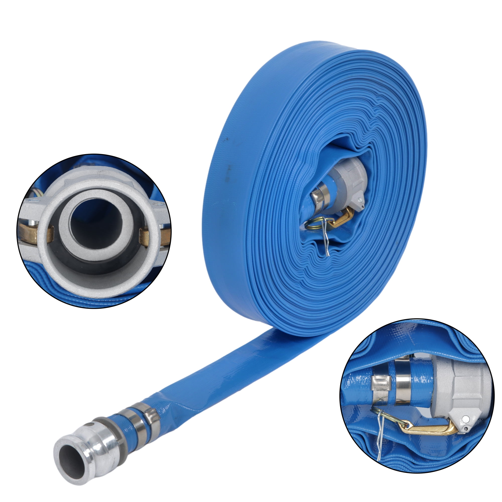 1-1/2" x 25/50/100FT Pool Backwash Hose W/Aluminum Pin Lug Fittings PVC Lay Flat