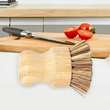

2 Set Palm Pot Brush Bamboo Palm Brush for Cleaning Pots Pans and Vegetables