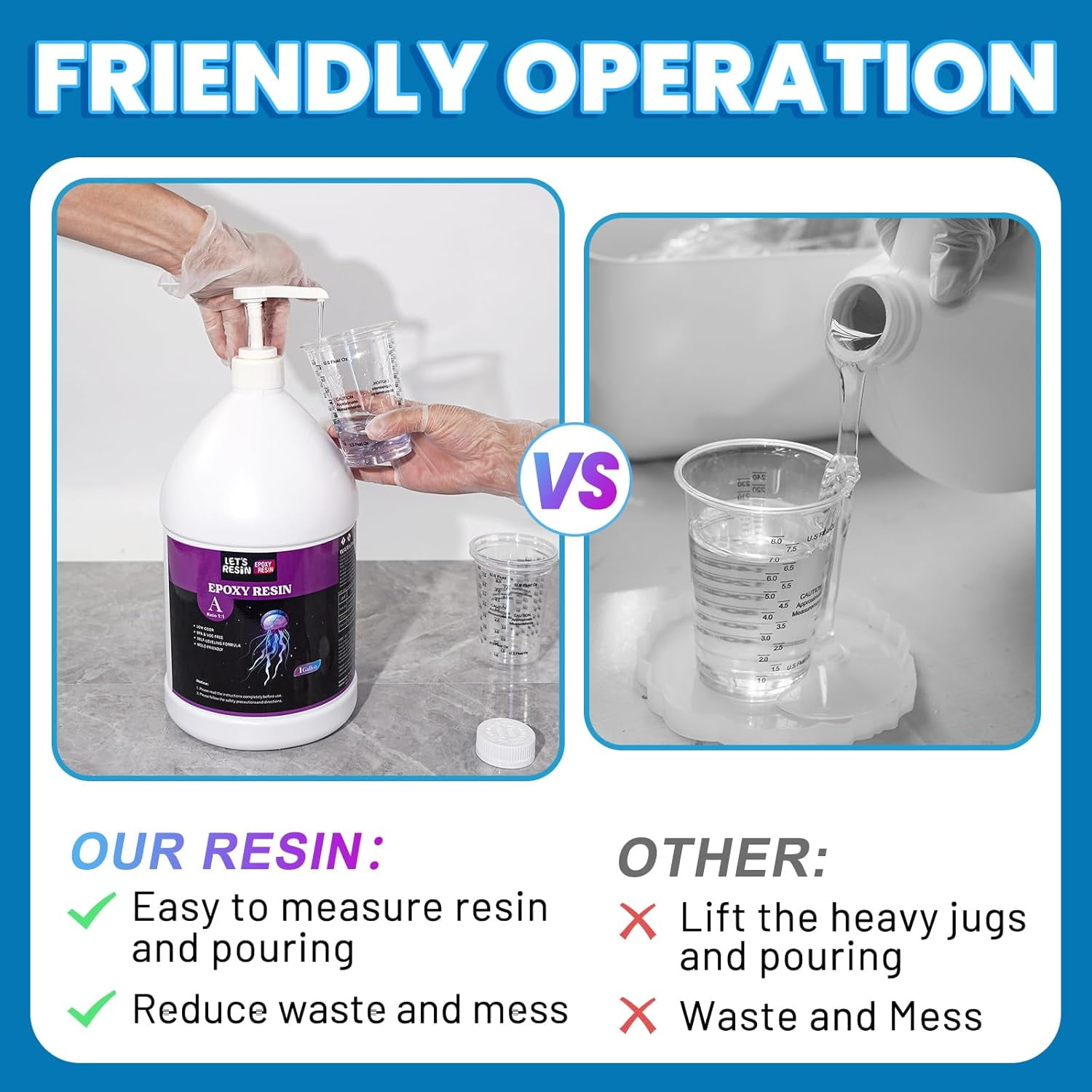 LET'S RESIN  2 Gallon Epoxy Resin with Pumps, Bubble Free Resin Epoxy Kit, Crystal Clear Epoxy Resin and Hardener for DIY Art, Molds,Craft