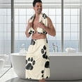 thumbnail image 6 of Colevkie Men's Quick Drying Bath Skirt & Shower Towel Set Soft and Absorbent Beach Towel Shower Skirt Bath Wrap Set for Spa Sauna Home 2 Pcs Printed Puppy Footprints Pattern, 6 of 7