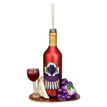 - Northlight Tuscan Winery Merlot Wine Bottle Glass Christmas Ornament