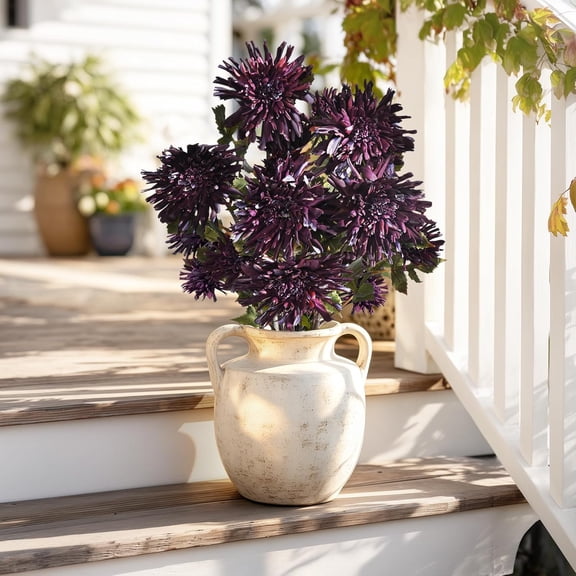 Artificial Dahlia Flowers 6Pack 27Inch Long Stem Artificial Flowers for Tall Vase, Real Toch Mums Artificial Flowers Faux Dahlias Silk Flowers for Indoor Outdoor Home Wedding Decor (Purple)
