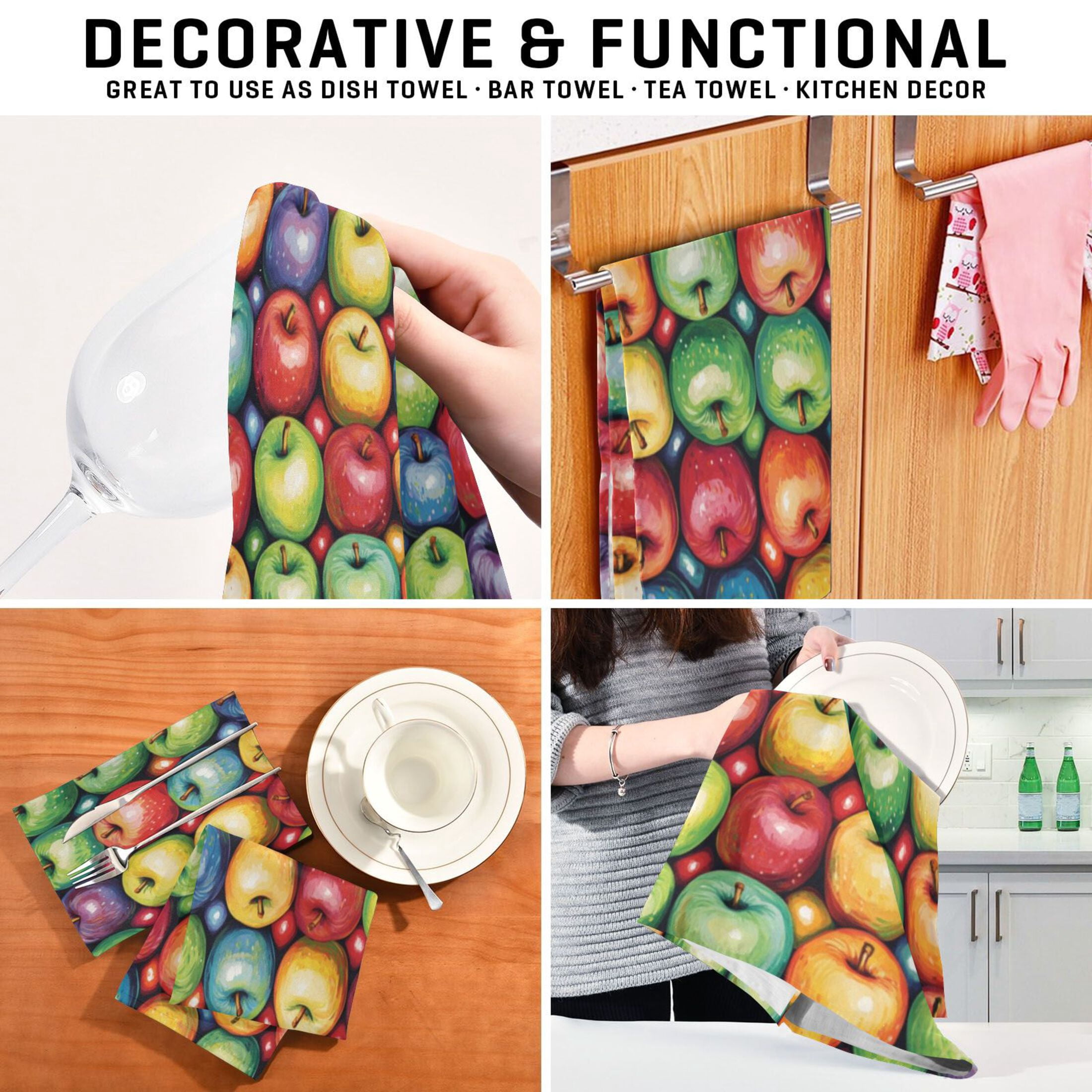 Kitchen Towel 28x18 Inches x6，Plate Towel, Decorative Towel, Napkin, Tea Towel Tea Towels For Kitchen Dish Cloths & Dish Towels Colored Apple Seamless1
