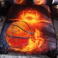 thumbnail image 4 of 2 Piece Twin Size 3D Bedding Duvet Cover Set, Basketball and Fire Sports Pattern Printed, Gifts for Kids Teens Boys Girls Children, Bedroom Decor, 4 of 6