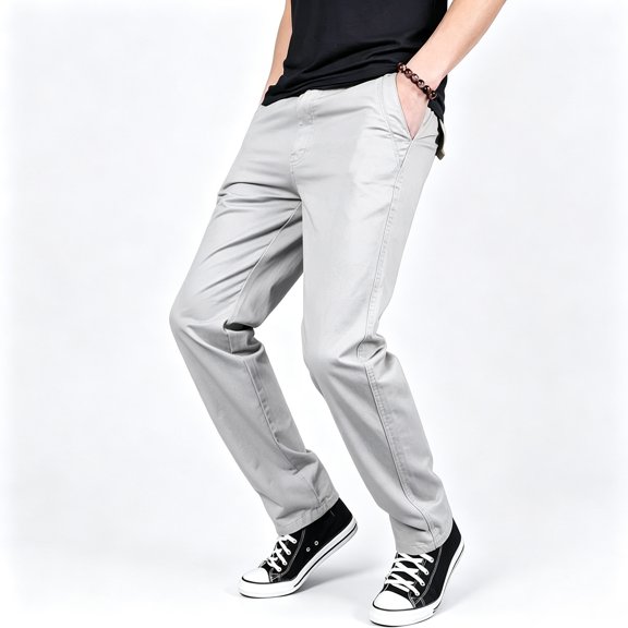 Men's Woven Twill Cargo Pants Straight Leg Elastic Drawstring Waist 4 Functional Pockets S-XXL