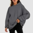 thumbnail image 2 of Vedolay Fall Tops for Women 2023 Hoodies for Women 2023 Oversized Sweatshirts Turtleneck Pullover Long Sleeve Hoodies Tops,Dark Gray M, 2 of 5
