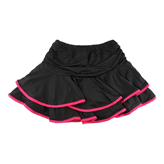 JAKANYQ Jupe de Danse Latine pour Filles Tout-Petits Robe de Pratique Tango avec Short Garçon Rouge Pastèque 7-8 Ans