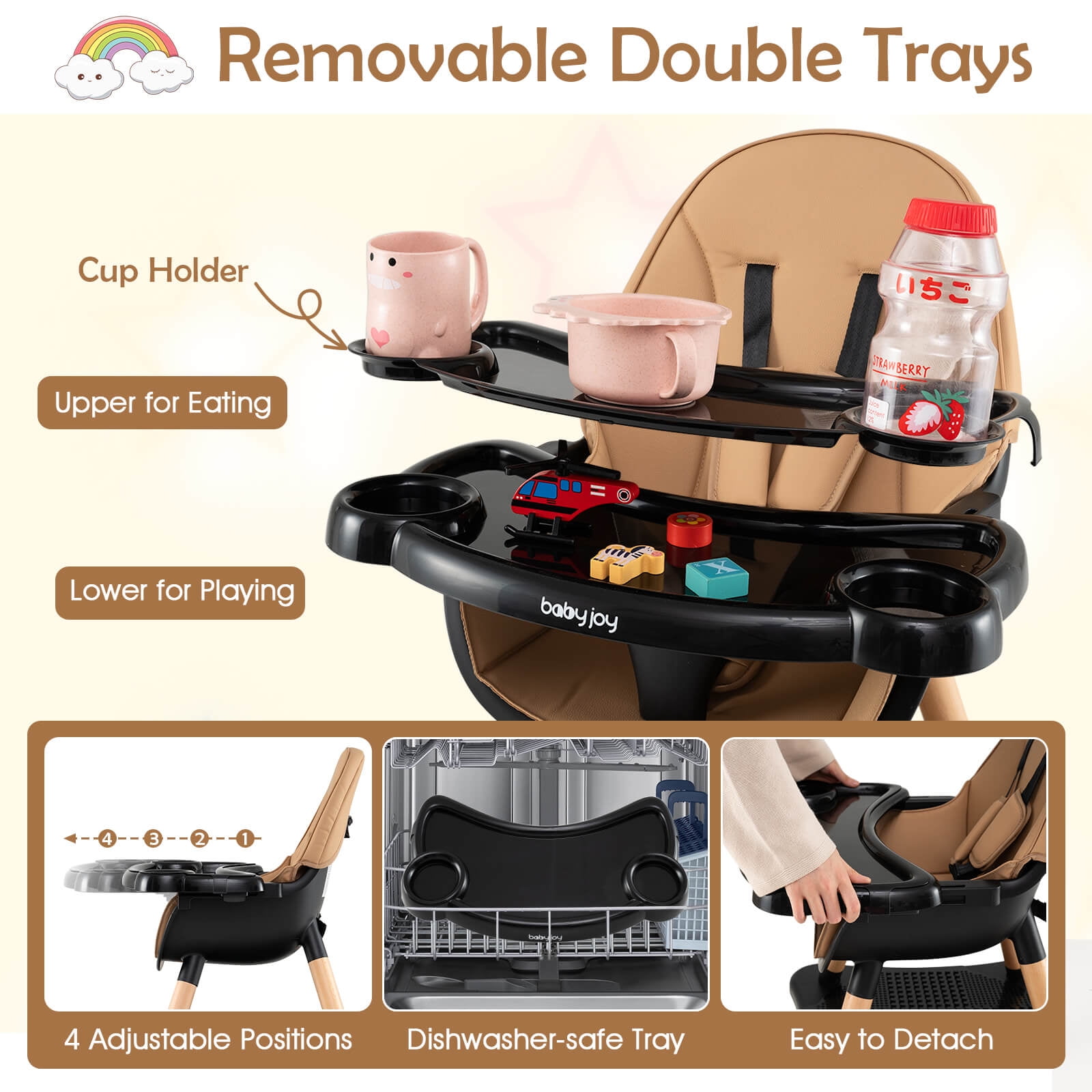Costway 6-in-1 Convertible Table Chair Set for Babies & Toddlers with Building Block Table Coffee