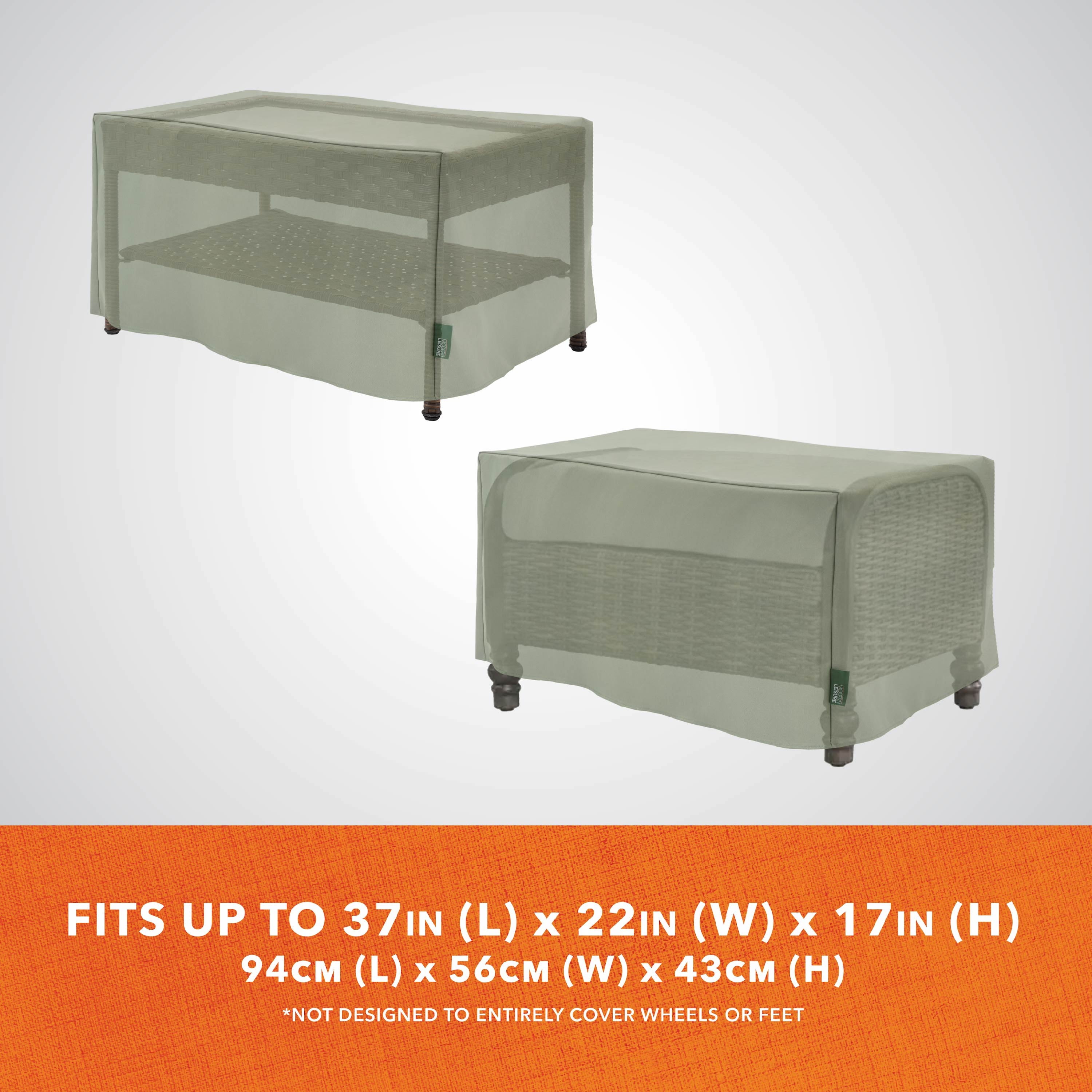 Modern Leisure Basics Patio Ottoman/Coffee Table Cover, 37"L x 22"W x 17"H, Sage Green