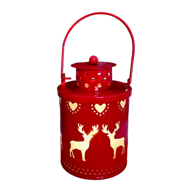 Farol de vela Farol navideño iluminado Candelabros Accesorios para fotos Candelabro rojo