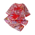 thumbnail image 2 of BOOMNY Girls 2 Peice Pajamas Sets Floral Graphic Short Sleeve Sleepwear Tops Pants Pjs Set for Kids Cozy Loungewear Homewear, 2 of 4