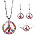 thumbnail image 1 of Conjunto de joyas con signo de la paz, collar de clavícula de cristal, pulsera con dijes, pendientes colgantes, 1 of 1