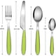 thumbnail image 3 of Cutlery Set of 16, Stainless Steel with Color Handles - 4 Forks, 4 Dinner Knives, 4 Dinner Spoons, 4 Teaspoons - EX07 (Green x 16), 3 of 5