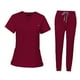 thumbnail image 2 of Uniformes de enfermería Conjunto de exfoliación Top con cuello en V Pantalones deportivos Top de exfoliación con cuello en V Pantalones cortos para mujer Rojo, 2 of 9
