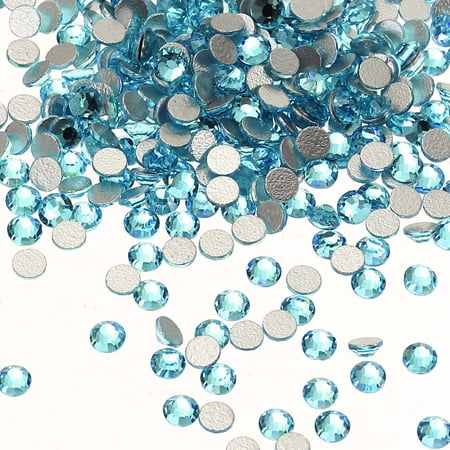 Uxcell SS10 Round Flatback Rhinestones 2.7-2.9mm Crystal Glass Gems Diamonds for DIY Crafts Clothes Shoes Nail Art Decoration, Aquamarine 2880Pcs