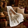 thumbnail image 3 of Cavalier Dog Portrait with Vintage Flowers, Gentle Cottagecore Style for Dog Lovers, Botanical Pet Art and Birthday Gift, Soft Flannel Blanket for Bedroom and Guest Room, Pet Home Decor, 3 of 9