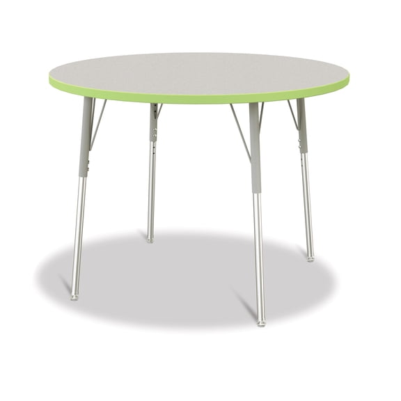 Round Activity Table - 42" Diameter, A-height -Gray/Key Lime/Gray