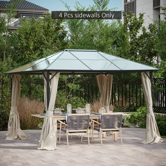 Patio Umbrellas Outsunny 10' x 12' Gazebo Sidewall Set with 4 Panels, Hooks/C-Rings Included for Pergolas & Cabanas, Beige,Market Umbrellas